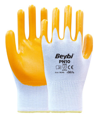Beybi PN10 Polyester Örme Nitril Eldiven - 