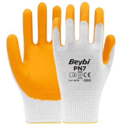 Beybi PN7 Polyester Örme Nitril Eldiven - 