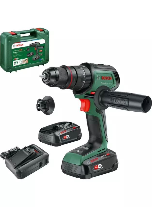 Bosch Akülü Darbeli Matkap Advanced Impact Control 18V-80 Quick Snap+Al18V-44 (Çift Akü, 2x2,5 Ah) - 06039E2102 - 1