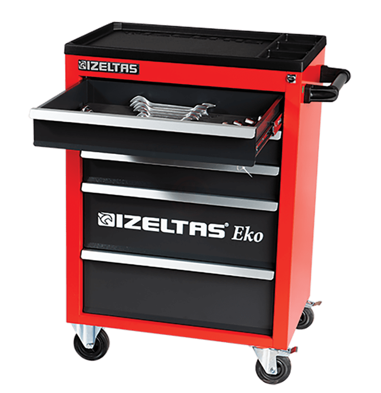 İzeltaş Eko Serisi Takım Dolabı Kırmızı Dolu 93 Parça (7 Çekmeceli) - 1