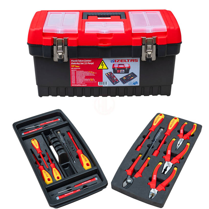 İzeltaş Plastik Takım Çantası Elektrikçi Set 19 İnç Dolu 23 Parça - 1