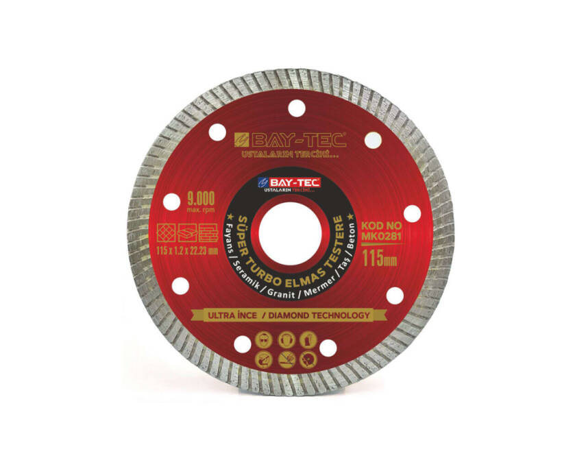 SÜPER TURBO ELMAS TESTERE 180MM SERAMİK VE FAYANS KESME MK0282 - 1